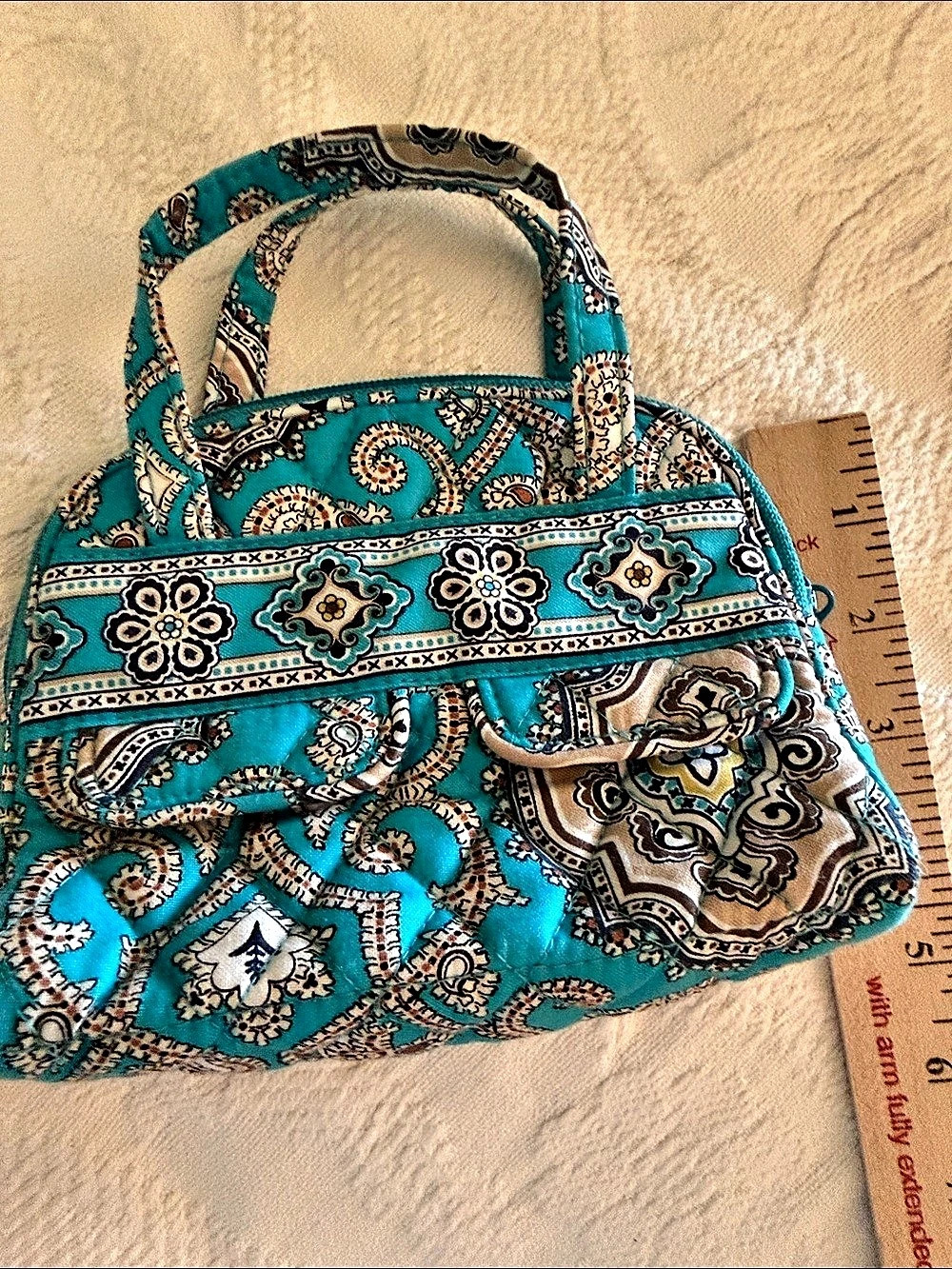 Vera Bradley Totally Turquoise Small Handbag in Blue & Brown